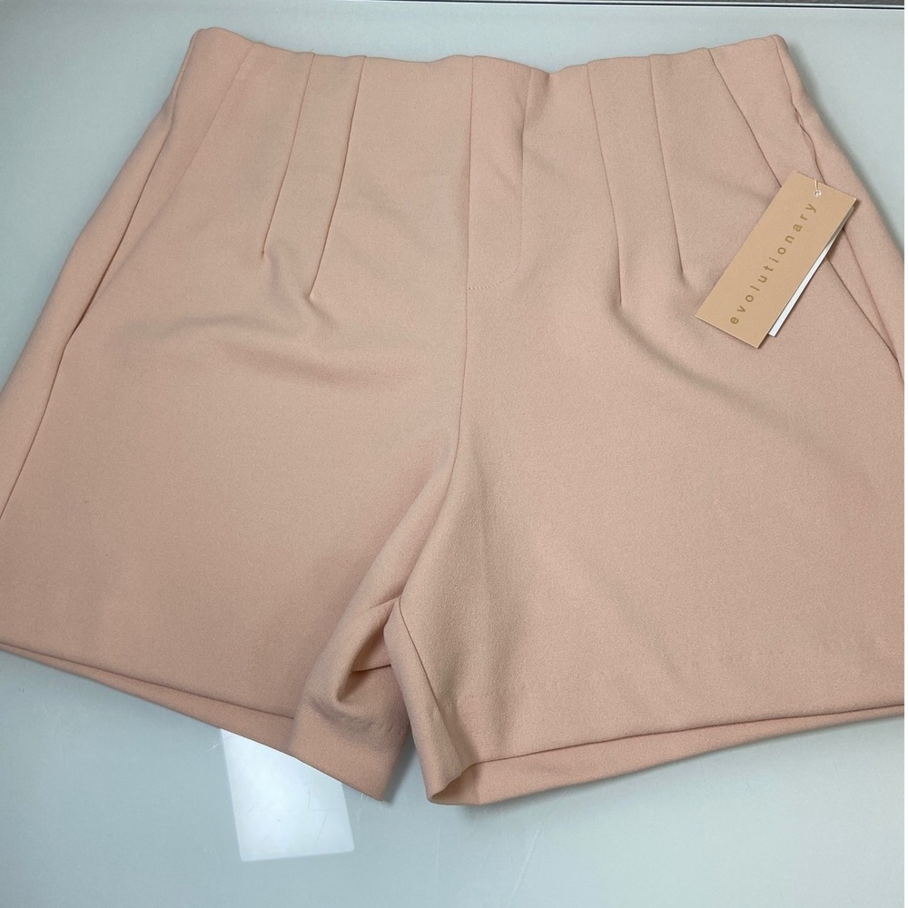 Evolutionary Womens M Pink Dress Shorts NEW High Rise Pleated Pull On
